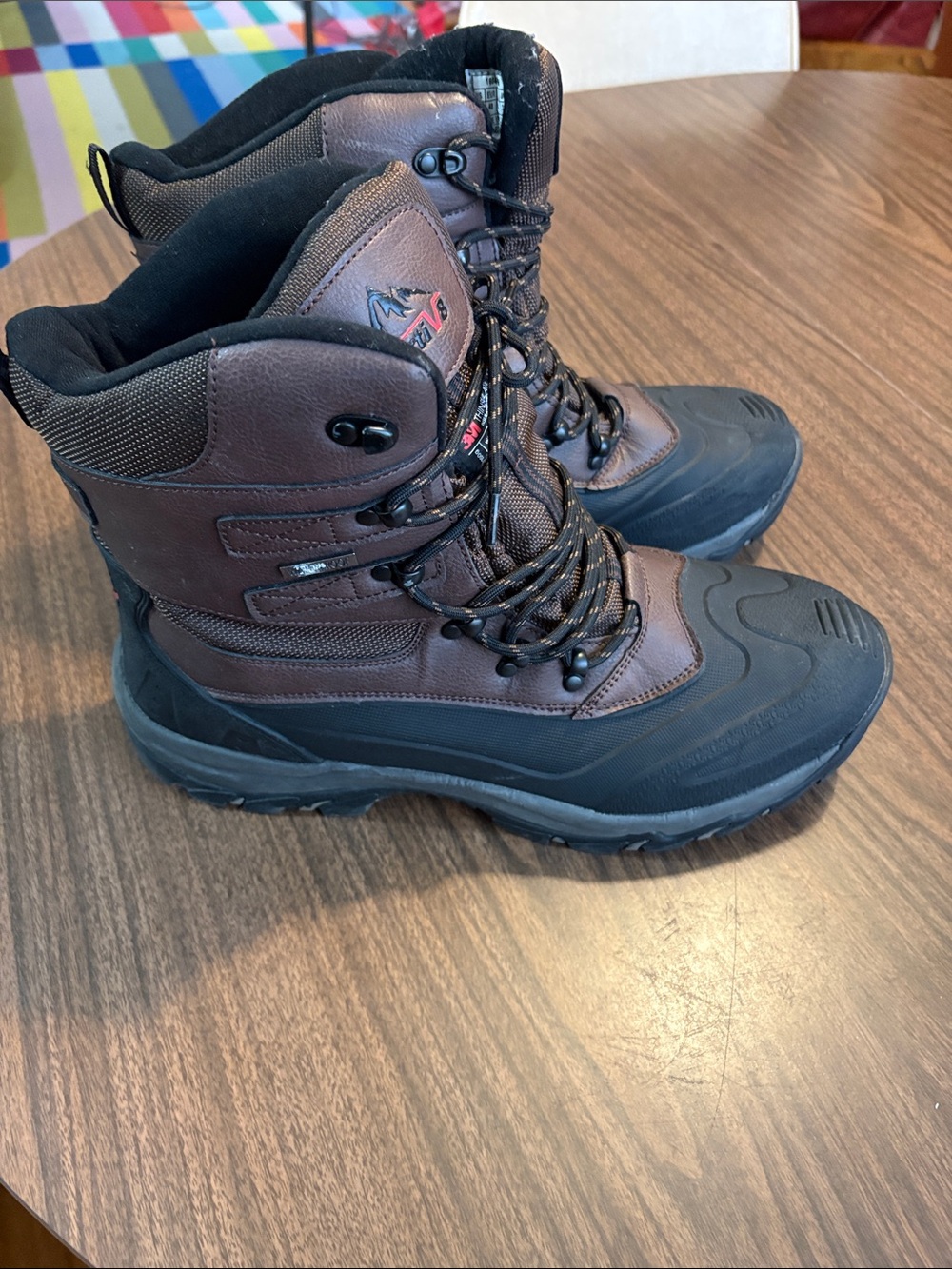 Nortiv8 Size 14 Men's Waterproof Brown and Black Insulated Work Snow Boots